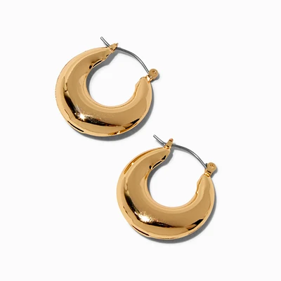 Gold-tone Flat Front Hoop Earrings