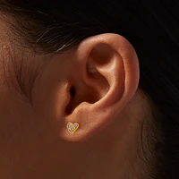18kt Gold Plated Cubic Zirconia Heart Stud Earrings