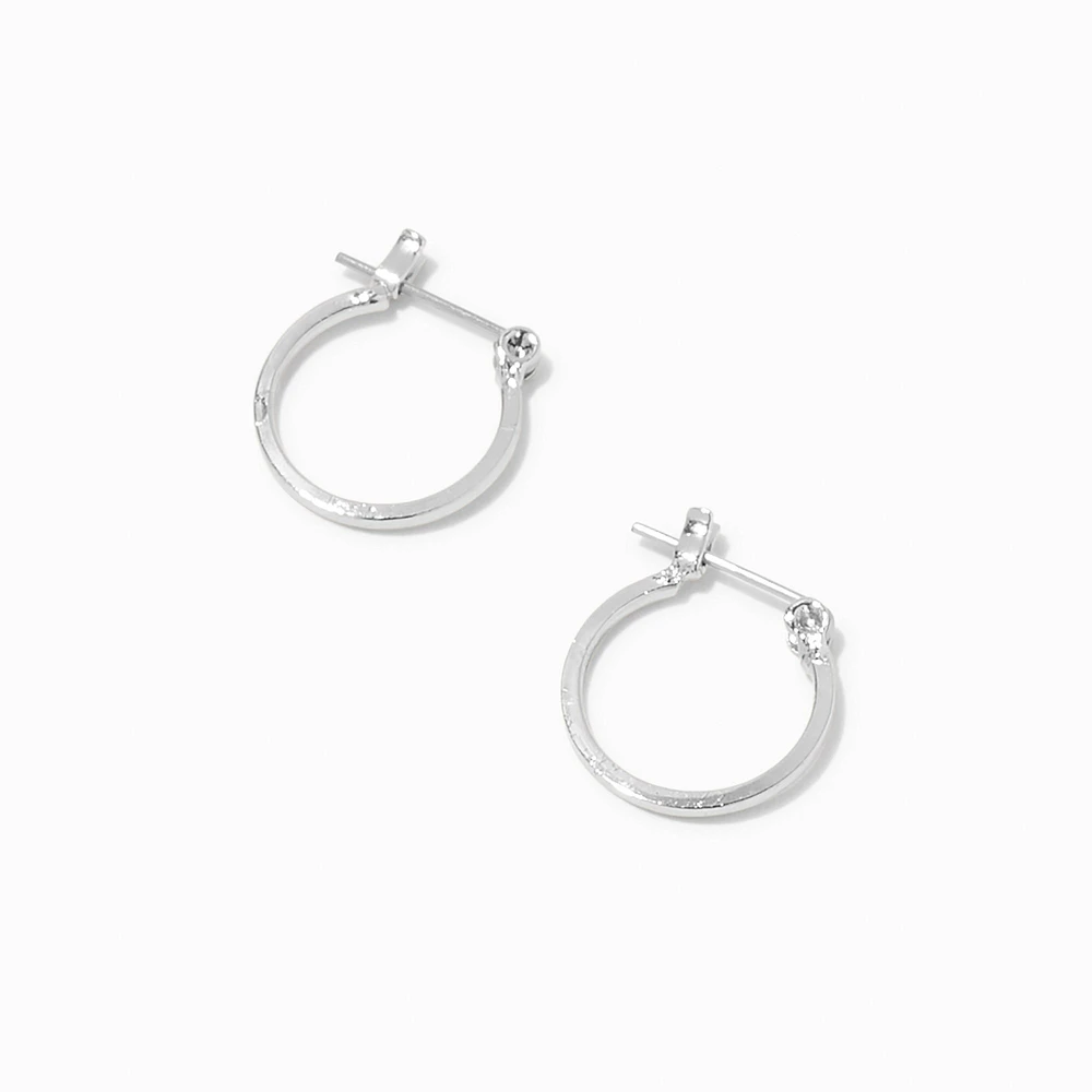 Silver-tone 15mm Square Edge Hoop Earrings
