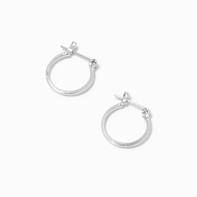 Silver-tone 15mm Square Edge Hoop Earrings