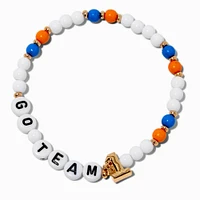 White ''Go Team'' Beaded Stretch Bracelet