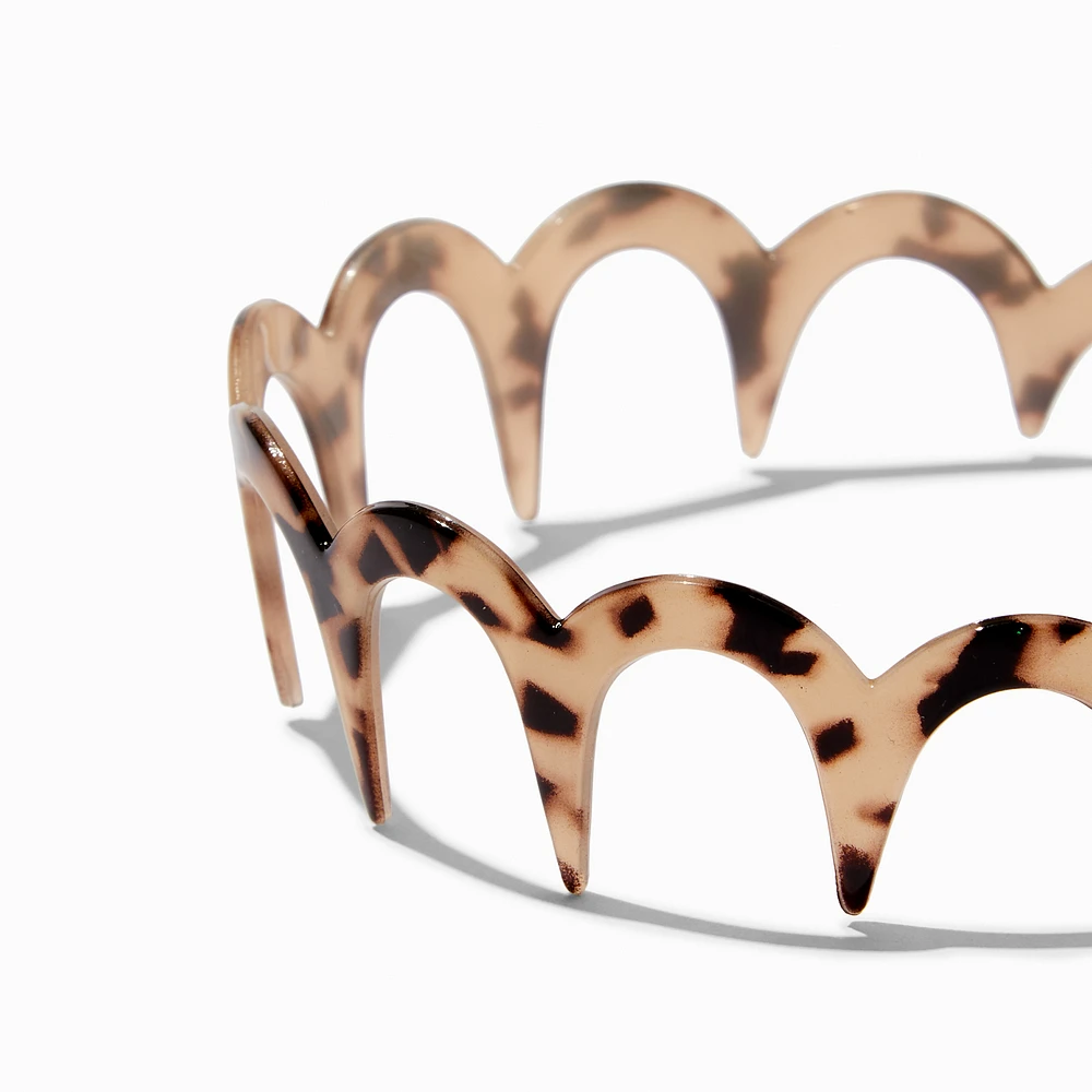 Neutral Tortoiseshell Zig Zag Headbands - 2 Pack