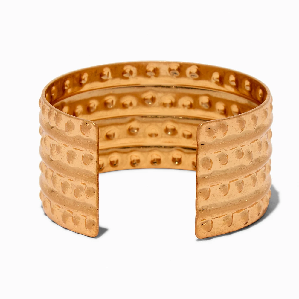 Gold-tone Dot Textured Cuff Bracelet
