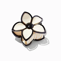 Cream & Black Lined Flower Hair Claw