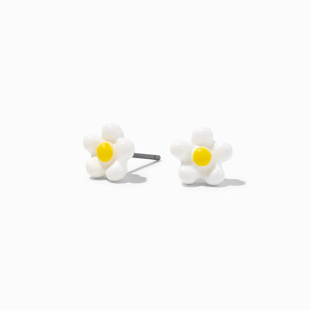 Mini White Daisy Stud Earrings