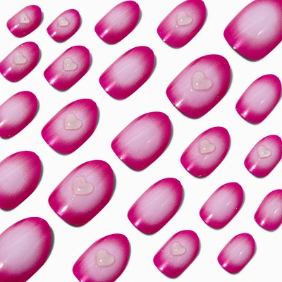 Pink Radiating Heart Stiletto Press On Vegan Faux Nail Set - 24 Pack