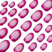Pink Radiating Heart Stiletto Press On Vegan Faux Nail Set - 24 Pack