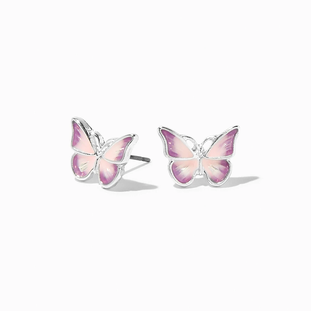 Pink & Purple Ombré Butterfly Stud Earrings