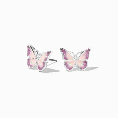 Pink & Purple Ombré Butterfly Stud Earrings