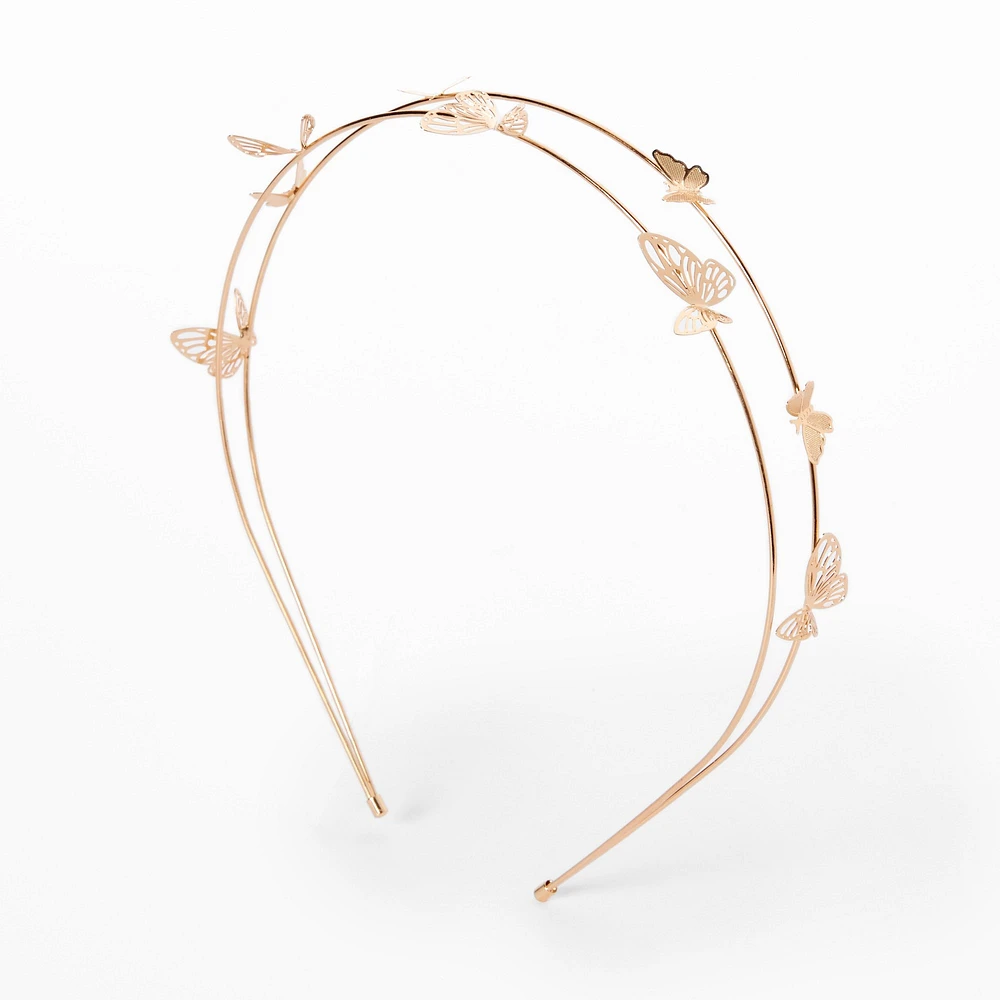 Rose Gold Double Row Butterfly Headband