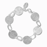 Silver-tone Textured Disc Chain Bracelet