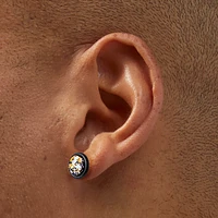 Orange Splatter Button Faux Ear Plug Earrings