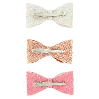 Claire's Club Glitter Bow Hair Clips - 3 Pack