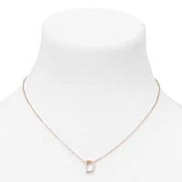 Gold Pearl Initial Chain Necklace - D