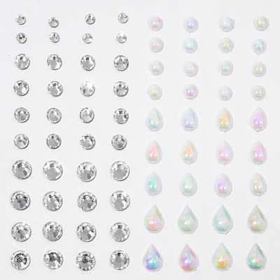 Teardrop Mermaid Iridescent Hair Gems  - 80 Pack 