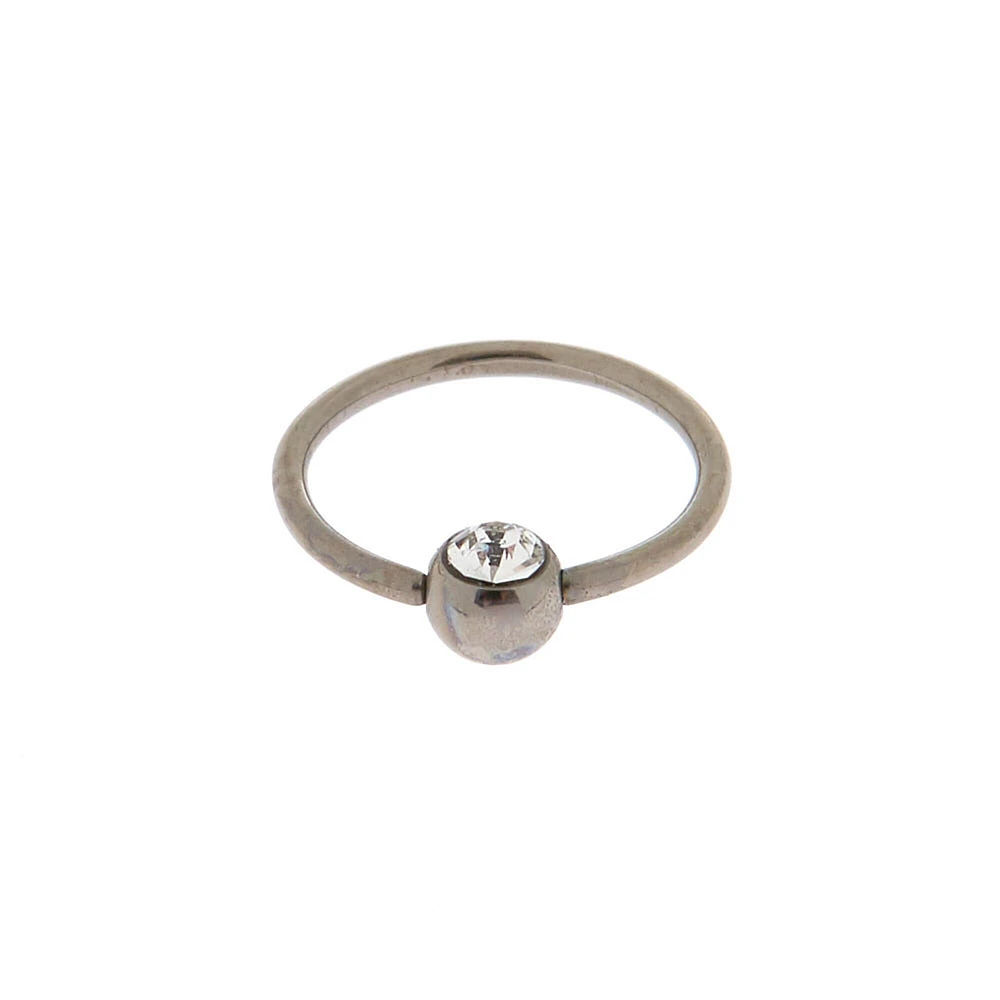 Silver-tone Titanium 20G Crystal Cartilage Hoop Earring