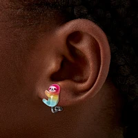 Rainbow Sloth Clip-On Stud Earrings