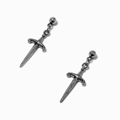Silver-tone Dagger Drop Earrings