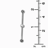 Silver-tone Titanium Crystal 14G Industrial Bar 