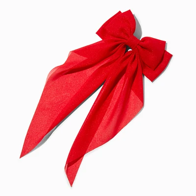 Red Long Tail Hair Bow Clip