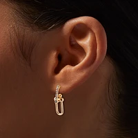 Gold-tone Crystal Chain Link Drop Earrings 