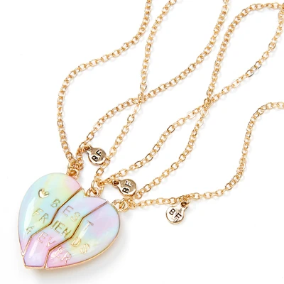 Best Friends Pastel Ombré Heart Pendant Necklaces - 3 Pack