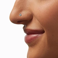 20G Silver-tone Stainless Steel Cubic Zirconia Threadless Nose Stud