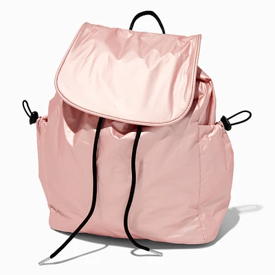Pink Nylon Flap Backpack