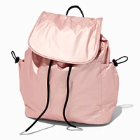 Pink Nylon Flap Backpack