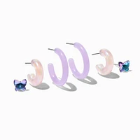 Purple Hoops Earring Stackables Set - 3 Pack