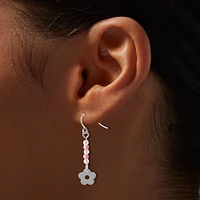 Pink Beaded Flower Earrings Set - 6 Pack 