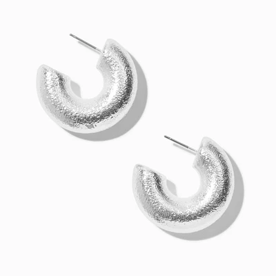 Silver-tone Thick Foil Hoop Earrings