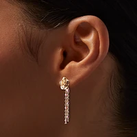 Gold-tone Carved Rose Beaded Front & Back Drop Earrings