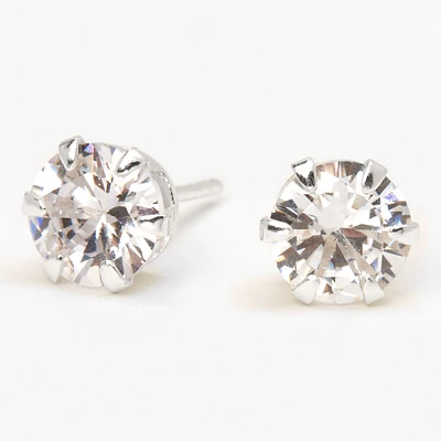C LUXE by Claire's Sterling Silver Cubic Zirconia 7mm Round Cupcake Stud Earrings