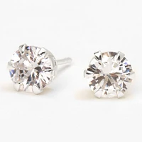C LUXE by Claire's Sterling Silver Cubic Zirconia 7mm Round Cupcake Stud Earrings