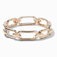 Gold-tone Rectangular Chain Link Stretch Bracelet