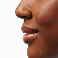 22G Gold-tone Sterling Silver Crystal Star Nose Ring