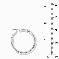 Silver-tone Tube 40mm Hoop Earrings