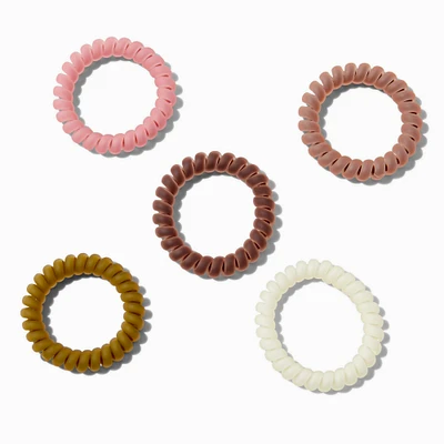 Matte Boho Spiral Hair Ties - 5 Pack