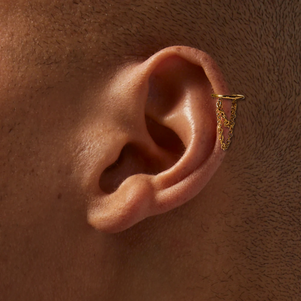 Gold-tone Stainless Steel Chain 18G Cartilage Hoop Earring