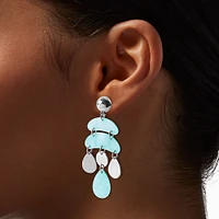 Light Blue Abstract Chandelier Drop Earrings