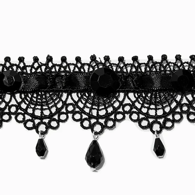 Black Lace Dangle Choker Necklace