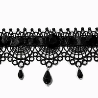 Black Lace Dangle Choker Necklace