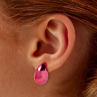 Pink Anodized Bean Clip-On Stud Earrings 
