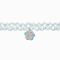 Rainbow Glitter Paw Pendant Tattoo Choker Necklace 