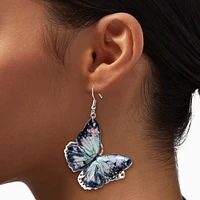 Black Filigree Butterfly 3D 2" Drop Earrings 