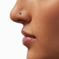 20G Silver-tone Stainless Steel Crystal Threadless Nose Stud
