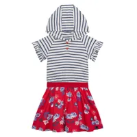 Blue Flower Striped Dress 7-10y