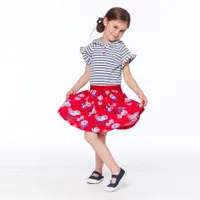 Blue Flower Striped Dress 7-10y