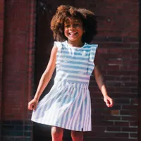 Butterfly Striped Dress 3-6y